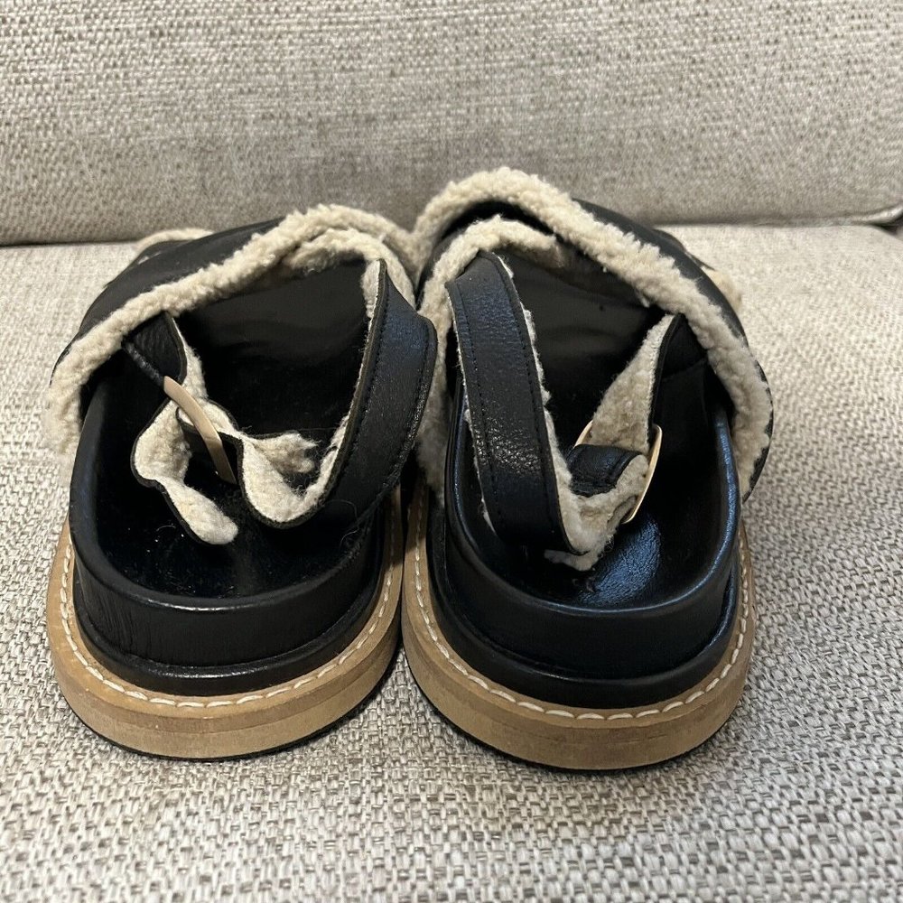 ALOHAS Black Shearling-Trim Platform Sandals - Picture 6 of 8